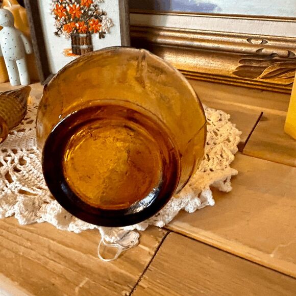 Vintage Amber Glass Italian Empoli Decanter - Grapes & Cherries Design - MCM Gen - Picture 3 of 9